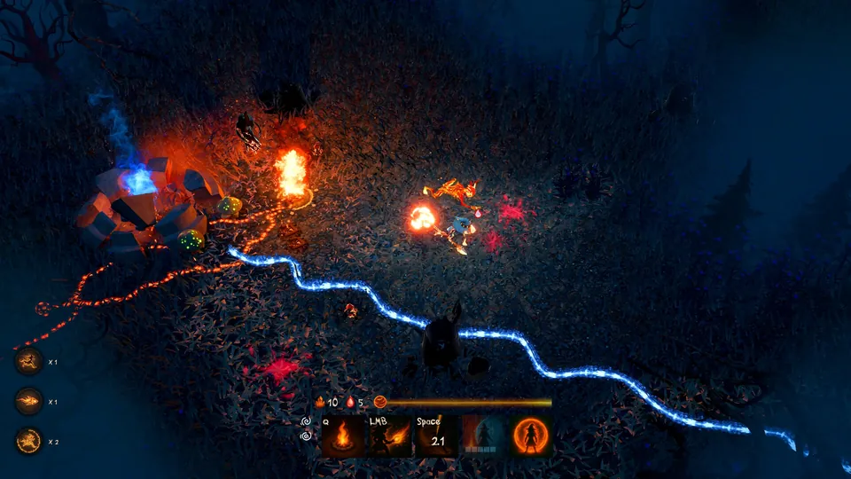Pyrewalk leaves fire walls behind a dash